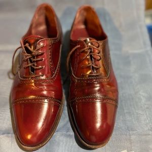 MARIO BRUNI BURGANDY Leather Oxfords Dress Shoe. Made in Italy.